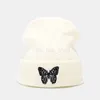 Beanie/Skull Caps Fashion Knitted Beanies Hat Butterfly Embroidery Winter Warm Ski Hats Skullies Caps Soft Elastic Cap Sport Bonnet Men Women