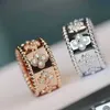 Designer Four-leaf clover luxury top jewelry accessories for women Cleef Kaleidoscope ring with 18K rose gold plating plain ring edge diamond inlay trendy design