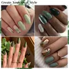 AOKITEC 16pcs Dip Powder Nail Kit Verde Glitter Dipping Powder Starter Conjunto de partida Diy Salon Dip System Liquid Nails Kits de arte