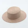 Berets X393 Meticulous Straw Flat Top Hat Sun Shading Beach Cap Tourism Panama Caps