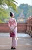 Этническая одежда традиционная талантная костюм для женщин -блузки Длинная юбка розовая стиль юго -восточная азиатская тайская платья дай