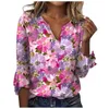 Abbigliamento etnico Tops estivi da donna 2023 camicette per maniche a 3/4 camicette floreali di camicie floreali 3/4