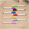 Markers Wholesale Whiteboard Marker Magnetic Pen Dry Erase White Board Magnet Pens Built In Eraser Office School Supplies Drop Deliv Dhepq