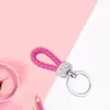 Keychains pu de couro com correia de tecelagem Chain Key Ring Cute Cheyring Holder Diy Charm Pano Bag Acessórios para homens