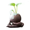 Vases Creative Ceramic Green Straw Copper Money Grass Hydroponic Flower Pot Vase Succulent Home Room Decoration Retro Simple