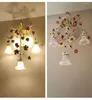 Lâmpada de parede estilo rural flor e grama lanterna de luz criativa de arte criativa quarto de arredores escada de escada de ferro led de ferro de ferro feita à mão