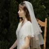 Veli da sposa bianco avorio elegante due strati con pettine bordo morbido velo da sposa accessori per matrimoni veu de noiva
