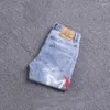 Jeans pour hommes Street Fashion Men Retro Light Blue Slim Fit Ripped Punk Pantaux Pantalons denim Hip Hop Imprimé Hombre Hombre