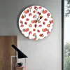 Wandklokken Strawberry Berry Red Clock Living Room Home Decor Large Round Mute Quartz Tafel Slaapkamer Decoratiehorloge