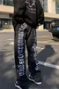 Men's Pants Vibe American Embroidery Letter Hip Hop Break Straight Leg Jeans Men's Fashion Loose Street Pantalon Wear 2023 Z230815
