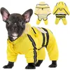 Hundekleidung süßer Welpe Regenmantel vierbeinig wasserdicht All-Inclusive mit Hut Reflektierende Regenjacke für Katzen Haustier Poncho Kleidung