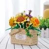 Blocks Mini Sunflower Rose Basket Flowers Bouquet Building Block DIY Flower Basket Home Decoration Girls Gifts Kids Toys R230814