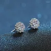 Orecchini per borchie Donne S925 Sterling Silver Four Daisy Moissanite Zircone per Femmina Accessori per gioielli spingi indietro