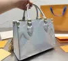 2023 New Luxurys Designers Onthego Tote Bag Womens 2pcs/Bolsas de Bolsas de Bolsa Bolsa de Bolsa em Releveito