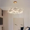 Pendant Lamps Nordic Living Room Chandelier Modern Firefly LED Light Rose Gold/black Branch Round Bedroom Dining Kitchen