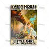 Hästmetallplatta Cowgirl Tin Poster Country Girl Dekorativ affisch Cowboy Wall Decor Garage Bar Pub Club Hotel Kitchen Kök Hemmur Hung Hunge 30x20cm W01