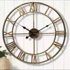 Wall Clocks Modern 3D Large Wall Clocks Roman Numerals Retro Round Metal Iron Accurate Silent Nordic Hanging Ornament Living Room Decoration 230814