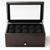 Watch Boxes Wood Big Size Box Storage Case 10slots Organizer For Men Mechanical Wrist Watches Transparent Skylight Display