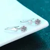 Orecchini per borchie Loriele Sterling in argento Moissanite penzolante Platinum placcatura goccia fiore di diamante per donne gioielli