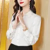 Women's Blouses High End Beading Design Chiffon Shirt Women 2023 Spring Temperament Formal Long Sleeve Office Ladies Work Tops