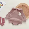 Lente en herfst onesie schattige konijnen mannelijke en vrouwelijke baby met lange mouwen kleding