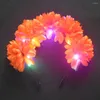 Party Decoration 1pcs LED blinkande Light Up Women Girl Simulation Flower Holiday Bride Bodband Birthday Headwear Wedding Halloween