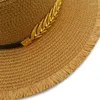 Berets Strohhut Frauen Männer Fedora Hüte Vintage Trilby Caps Sommer Ledergürtel Jazz Sunhat Cap Chapeau Gebläse Erwachsene