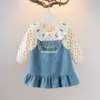 Heißer Verkauf Frühling langhältiger Kleinkind Kleidung Blumendruck jeden Tag tragen täglich lässige Süße Babykleid Großhandel Großhandel