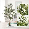 Flores decorativas 150-180 cm grande azeitona artificial galhos verdes em vasos de plantas de plantas de escritórios internos Ornamentos de bonsai de loja de escritórios internos