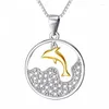 Naszyjniki wisiorek Huitan Delikatny naszyjnik zwierząt z błyszczącym CZ Stone Lovely Little Dolphin Anniversary Gift 2023 Trenda biżuteria dla kobiet