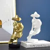 Decoratieve objecten Figurines Zwijgen One standbeeld Samenvatting Figuur Sculptuur Kleine ornamenten Hars standbeeld Creatieve thuisbeeldjes voor interieur 230814