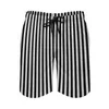 Shorts masculinos Black White listrado prancha de verão listras verticais retro praia calça curta Men, executando troncos de natação gráficos rápidos secos