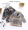 Jackets Boys Herfst Winter wollen Lange jas mode elegante kinderen overjassen katoenen gevulde verdikking warme kinderen outfits kleding r230812