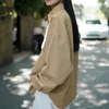 Damesjassen kaki beige trench dames mode herfst lange mouw casual losse denim jas vintage blouse button up coat met zakken