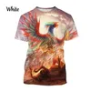 T-shirts masculins et feu de sport féminin Phoenix 3D Imprimé t-shirt court à manches courtes mâles à demi-manche