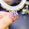 Klusterringar fina smycken 925 Sterling Silver Natural Amethyst Ring for Women Jubileum Gift Heart 8 8m Gemstone