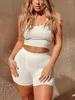 Women's Tracksuits Women S Casual Workout Sets Solid Color Cropped Cami Tops High Waist Shorts Active Wear