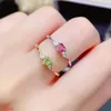 Anelli a grappolo 925 Sterling Silver Natural Tourmaline Gemstone Ladies Ring Mini Party Birthday Gift Girl Girl ha fidanzato San Valentino