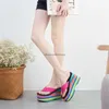 Slippers Size 39 Women High Heels Flip Flop Wedge Summer 10CM Platform Flops Womens Black Slides 230808