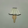 Wall Lamps Wood Color Pleated Wall Lamp with Plug Bedroom Petal Lamp Porch Corridor Balcony Corridor Front Door Wall Lamp HKD230814