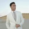 メンズスーツ2023 GROOM TUXEDOS IVORY MEN WEDDING MAN BLAZER 2ピースラペルジャケットパンツSlim Fit Terno Masculino Costume Homme