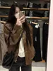 2023 Autumn Pure Desire Style New Imitation Sheepskin Coffee Pu Leather Coat Women's Leather Jacket Versatile and Slim