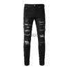 Men's Jeans New Arrival Mens Streetwear Ripped Jeans pants Stretch Distressed Bandana Patches Dark Washed Jeans For Men J230814