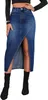 Designer Fashion New Women's Casual denim kjol Hög midja delad front långa jean kjolar