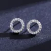 Stud Earrings Women Hollow Out Round Zircon Platinum/Gold Earrings Fashion Designer Full Diamond Shiny Crystal Stud Earrings Luxury Jewelry Wedding Accessories