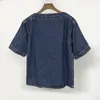 Totem Boat Neck Denim Shirt Top / Silhouette Midi Rock Anzug für Frauen