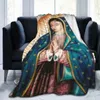 Dekens Maagd Maria deken Onze -Lieve -Vrouw van Guadalupe Flanel Deken Warme geschenken voor moeder gezellige fuzzy throw sofa bank beddengoed woonkamer 230814