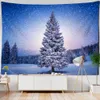 Wandtapijten Nieuwjaar Kerstdecoratie Sneeuw Boom Huis Tapijt Muur Hangende Wandtapijten Hippie Esthetische Kamer Decor