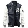 Men s jackor jacka män broderi baseball pu läderrockar smala fit college lyx fleece pilot casaco masculino 230814