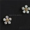 Stud Earrings 925 Sterling Sier Boho Diamond Small Flower Plating 14K Gold Women Summer Beach Casual Jewelry Accessories 2696 Drop Del Dh5Uq